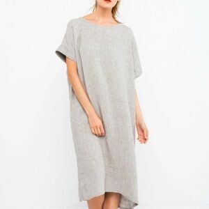 Elizabeth Suzann Midi in Midweight Linen Minimalist Lagenlook Dress OS